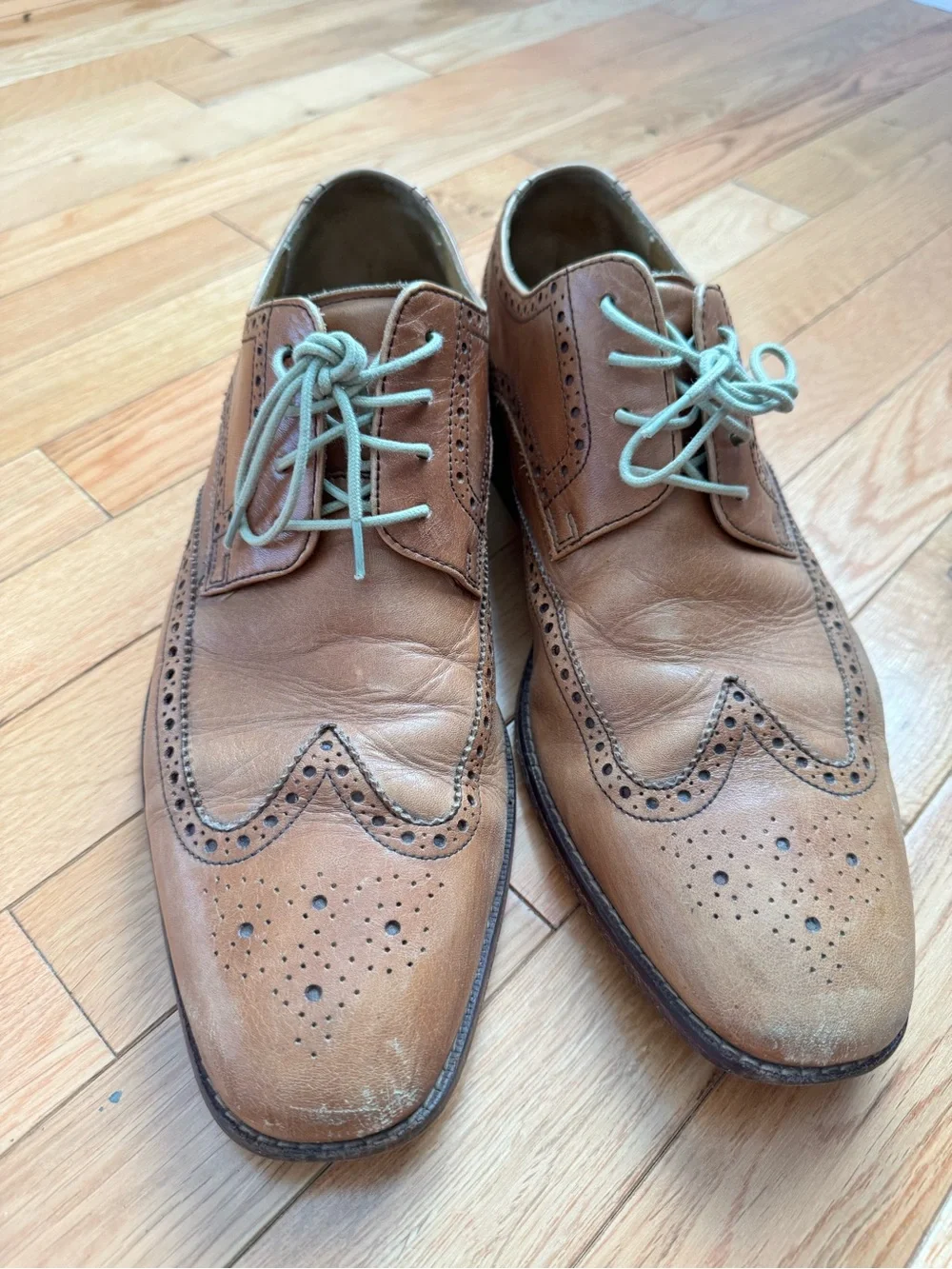 Cole Haan Tan Leather Wingtip Oxfords - Men’s Size 12